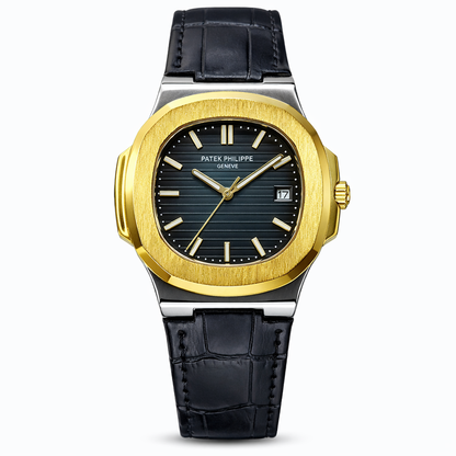 Patek Nautilus Leather Strap Master Lock - TwoTone Black