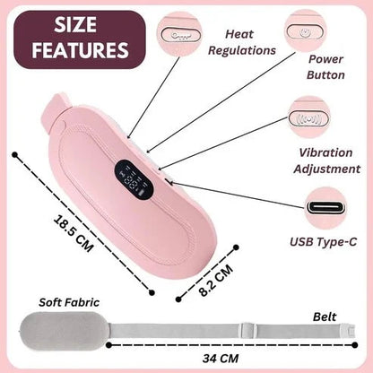 Menstrual Cramp Relief Belt | Heating & Vibrating Pain Relief for Period Cramps | Adjustable Comfort Wrap