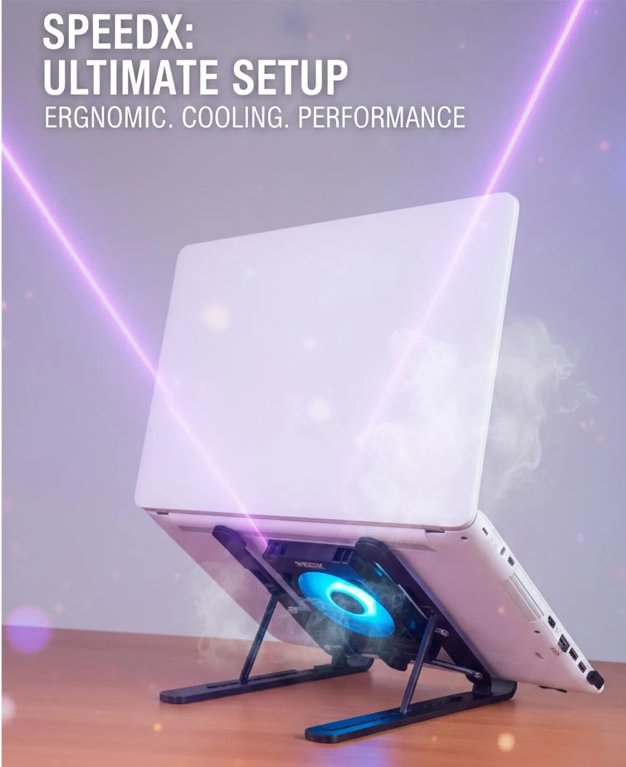 Adjustable Laptop Cooling Stand with Silent Fan & USB Power