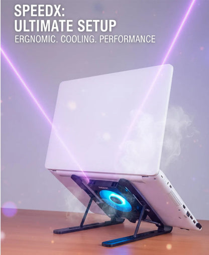 Adjustable Laptop Cooling Stand with Silent Fan & USB Power