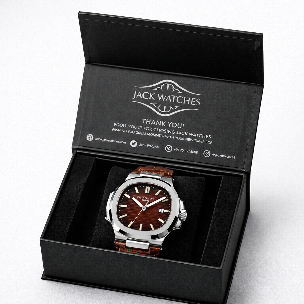 Patek Nautilus Leather Strap Master Lock - Full Brown