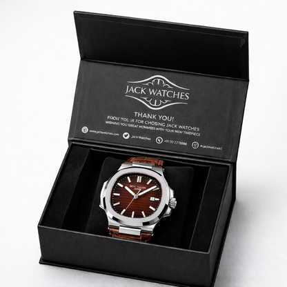 Patek Nautilus Leather Strap Master Lock - Full Brown