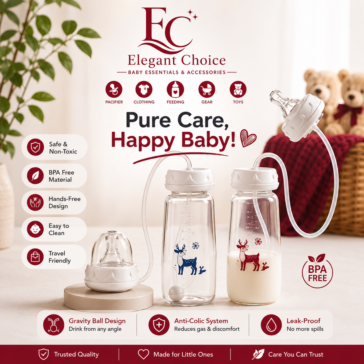 Premium Anti-Colic Hands Free Feeder 240ml