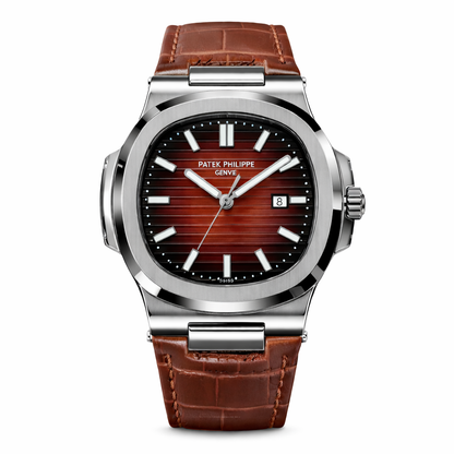 Patek Nautilus Leather Strap Master Lock - Full Brown