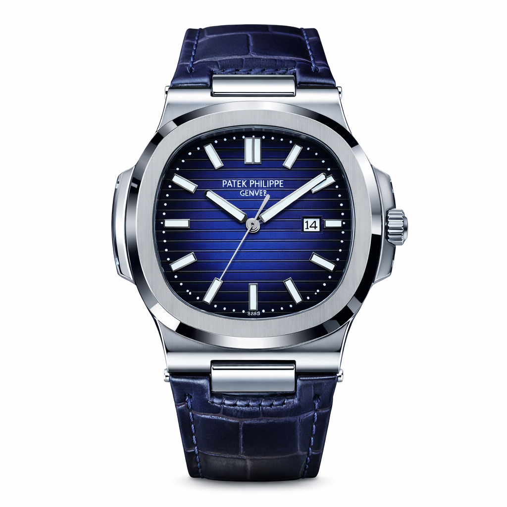 Patek Nautilus Leather Strap Master Lock - Full Blue