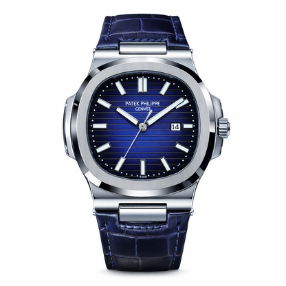 Patek Nautilus Leather Strap Master Lock - Full Blue