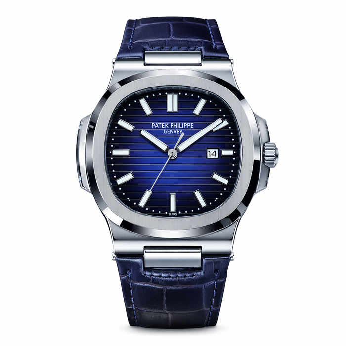 Patek Nautilus Leather Strap Master Lock - Full Blue