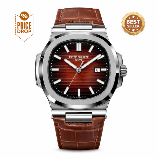 Patek Nautilus Leather Strap Master Lock - Full Brown