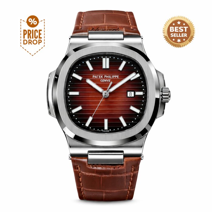 Patek Nautilus Leather Strap Master Lock - Full Brown