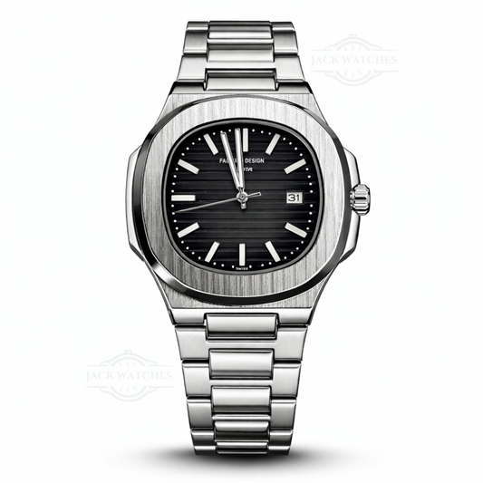 Patek Nautilus Quartz Watch - Black Dial
