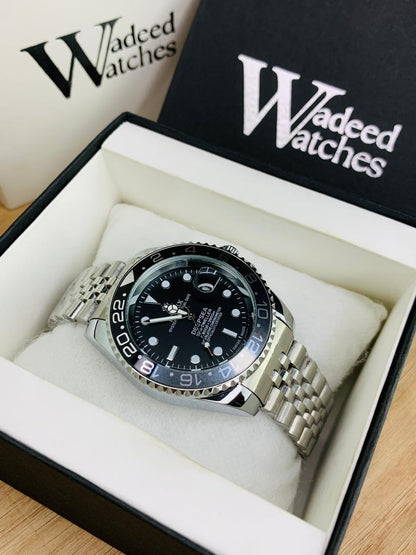 GMT Semi Auto Movement Jubilee Chain | Date Working (Silver Black)