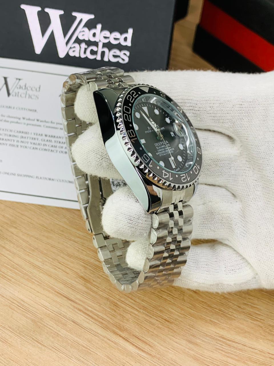 GMT Semi Auto Movement Jubilee Chain | Date Working (Silver Black)