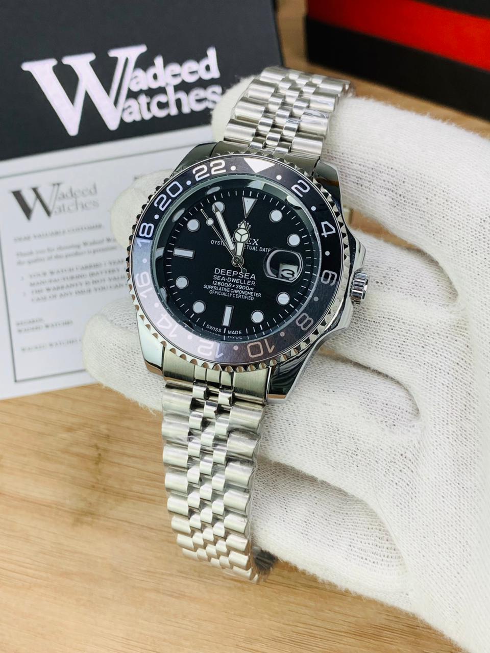 GMT Semi Auto Movement Jubilee Chain | Date Working (Silver Black)