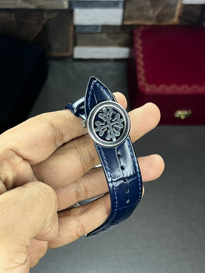 Patek Nautilus Leather Strap Master Lock - Full Blue