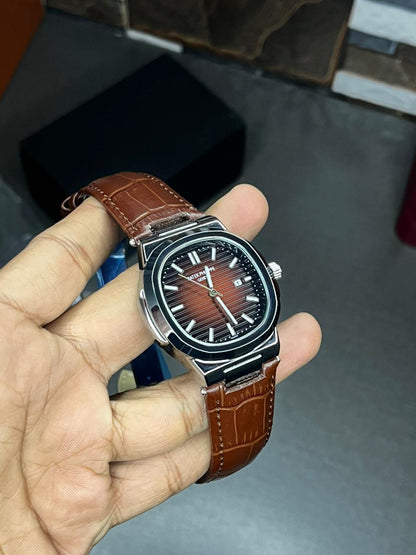 Patek Nautilus Leather Strap Master Lock - Full Brown