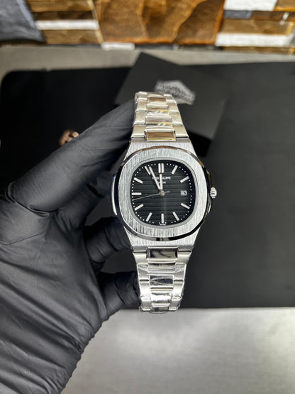 Patek Nautilus Quartz Watch - Black Dial